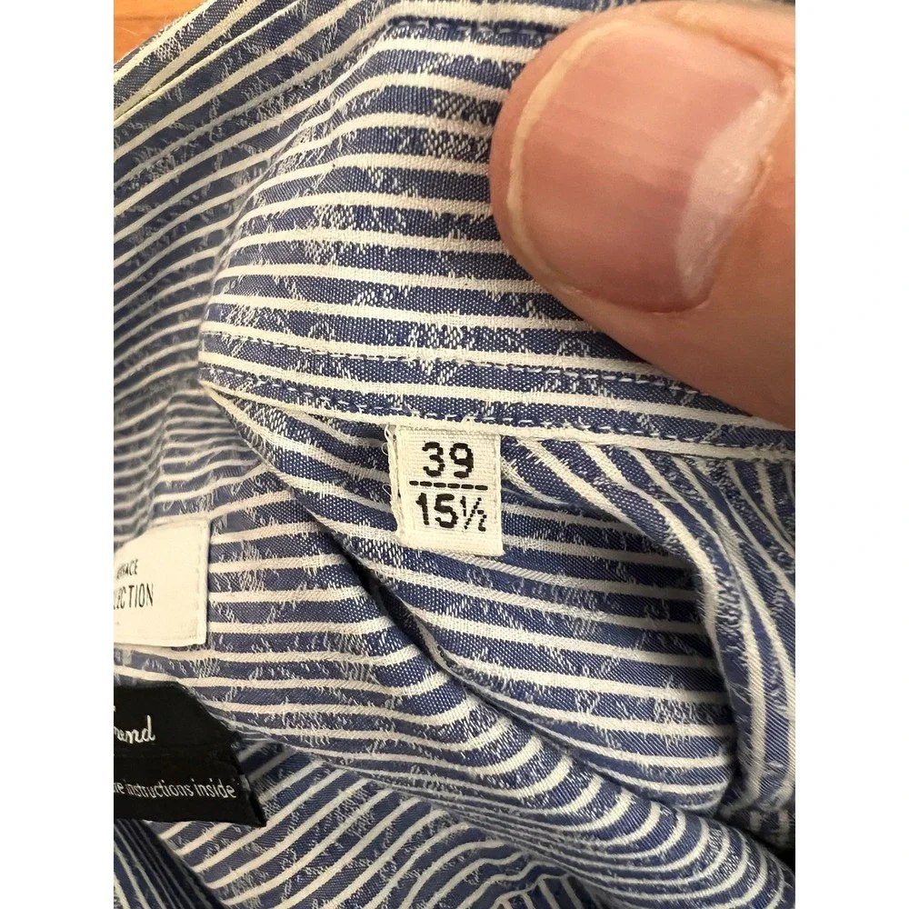 Versace Collection Men Trend Fit Button Up Dress Shirt Striped 15.5/39 - Picture 6 of 7
